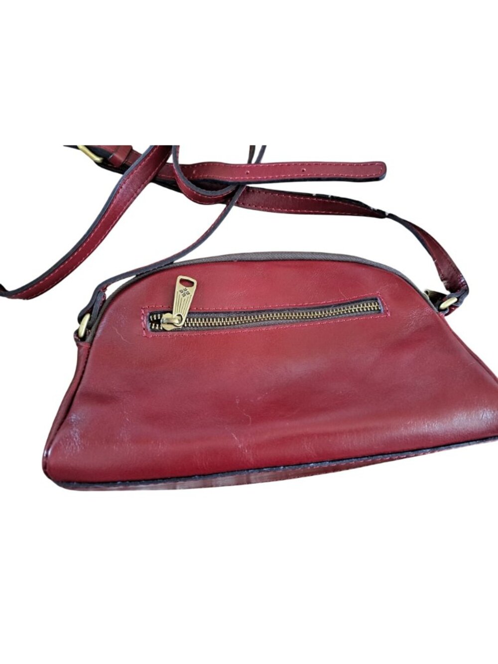 Patricia Nash Small Leather Crossbody Bag Purse Adjustable Burgundy Supple - Picture 9 of 16